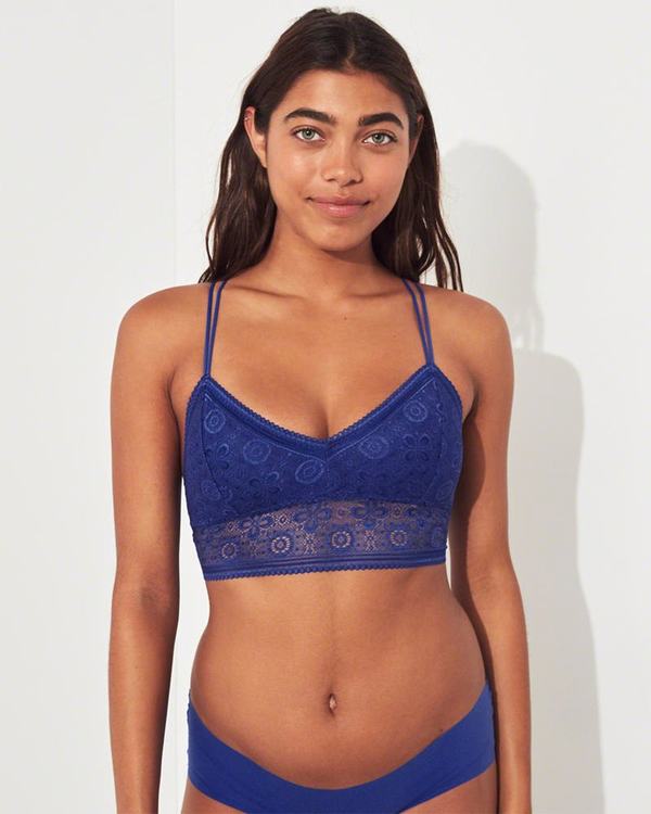 Bralette Hollister Donna Strappy Longlinelette With Removable Pads Blu Italia (728ZUQEO)